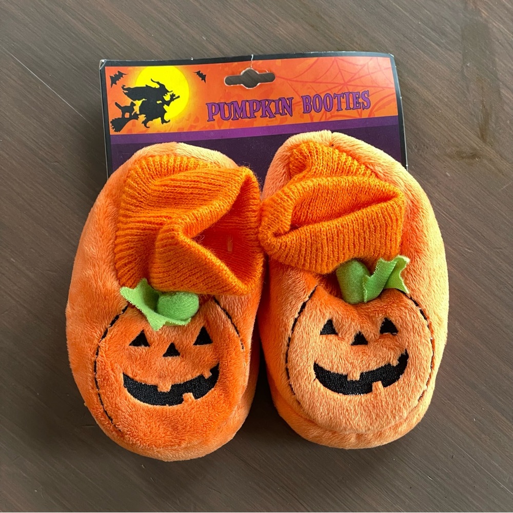 Halloween Jack-o-lantern Pumpkin Infant Booties Baby Slippers
